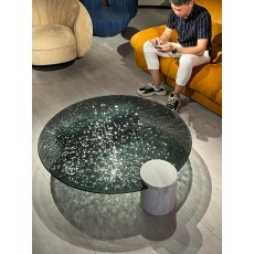 세라믹 거실테이블 좌식 티테이블 북유럽 대리석 원형 티 테이블 에일리언 물결무늬 글라스 